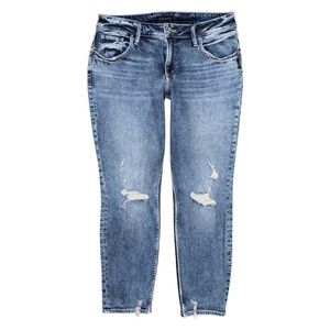 Silver Jeans Women's Distressed Boyfriend Jeans - Light Blue